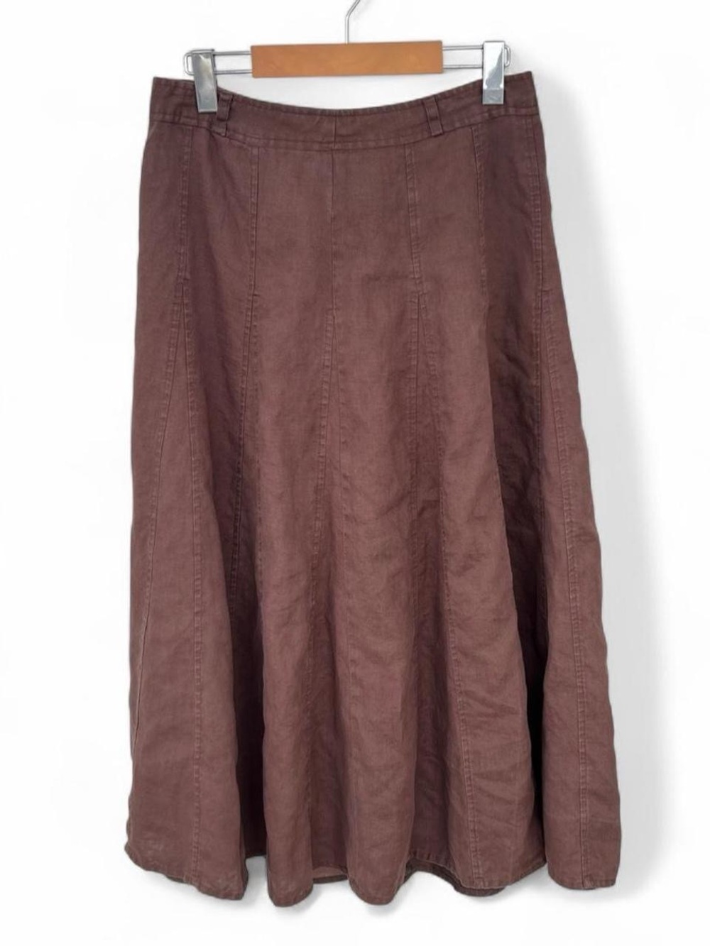 100% Linen Vintage Chocolate Brown Maxi Skirt